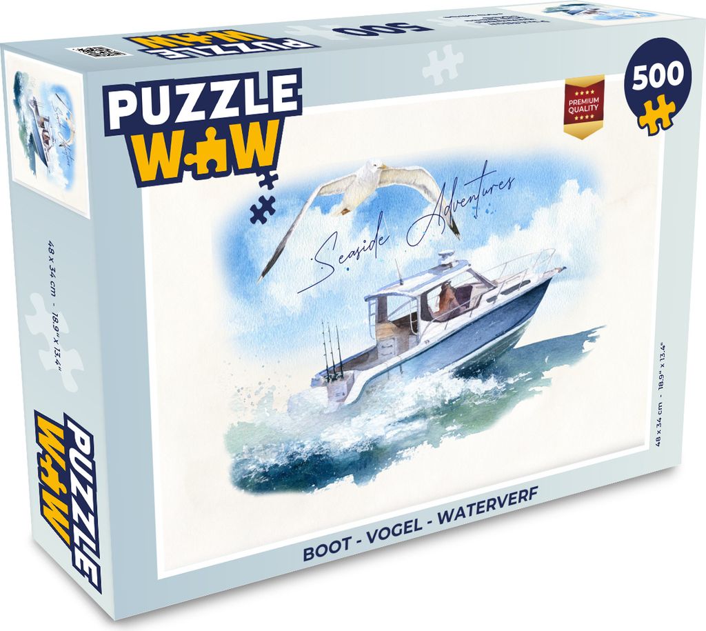 MuchoWow Puzzle 500 Teile Boot - Vogel - Aquarell - 500 Teile - Kinder - Selberbauen - Puzzlespiele
