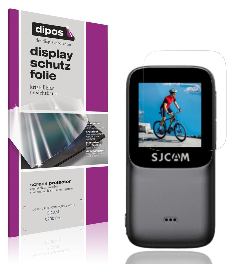 4x Schutzfolie für SJCAM C200 Pro klar Displayschutzfolie Folie Display Schutz dipos