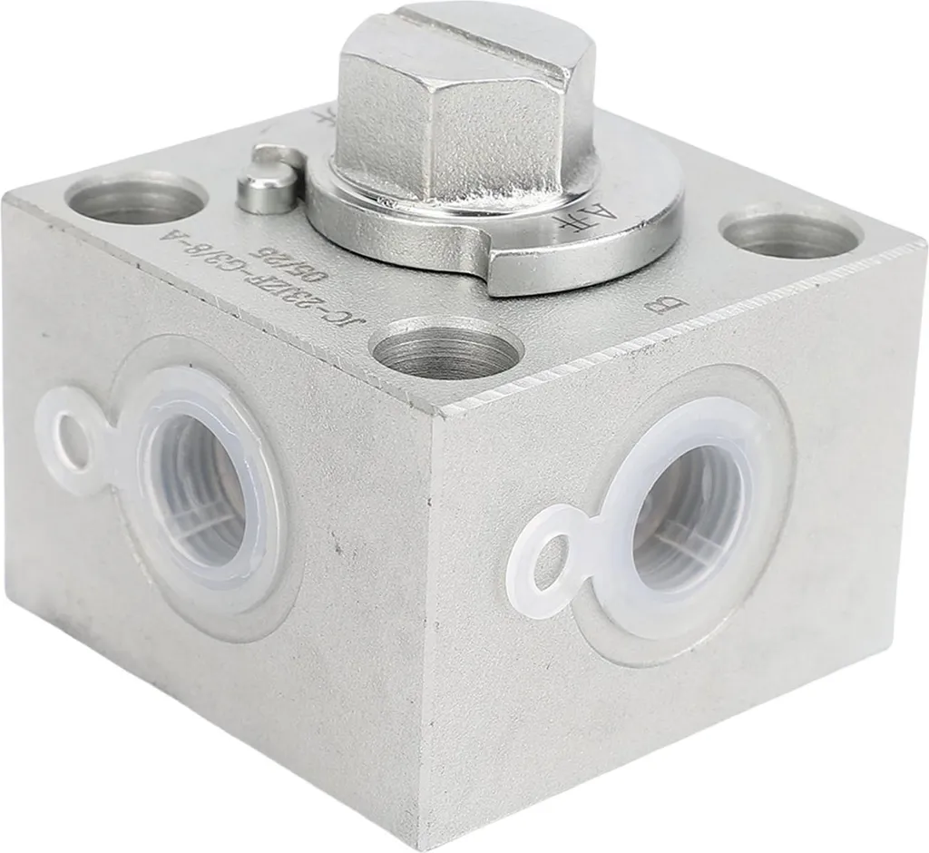 Vanne 3 voies pour circuit mini-pelle, commande papillon de précision