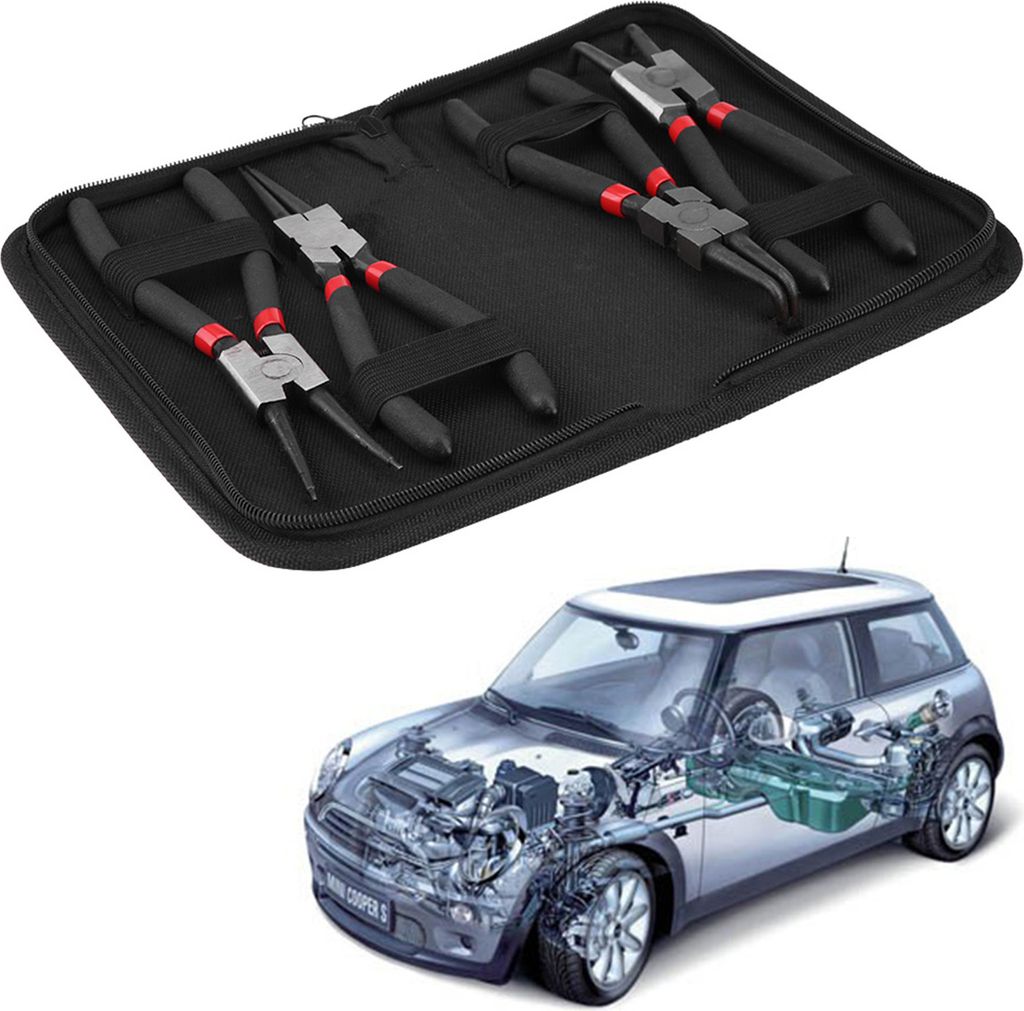 4Pcs 7inch Sicherungsringzange Interne Externe Gebogene Gerade Sprengring Sicherungsringzange Werkzeug