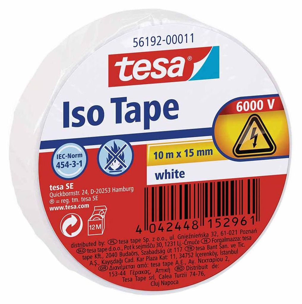 tesa Isolierband Elektroinstallation 10m x 15mm - Weiß