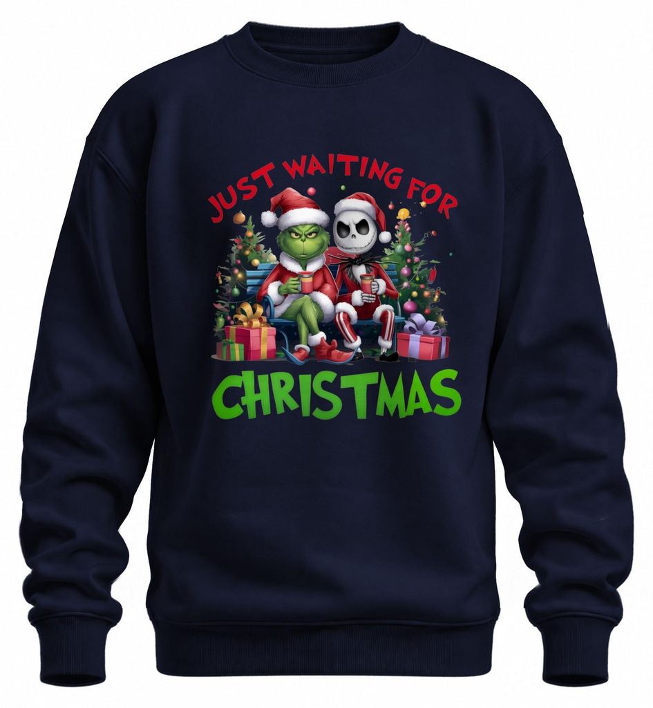 Just Waiting For Christmas Grinch Jack Skellington Santa Immagine del prodotto 