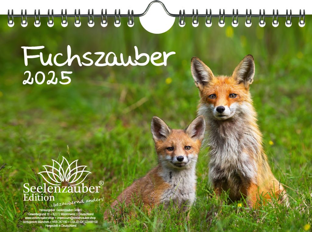 Fuchszauber DIN A5 Wandkalender für 2025 Fuchs und Füchse - Seelenzauber