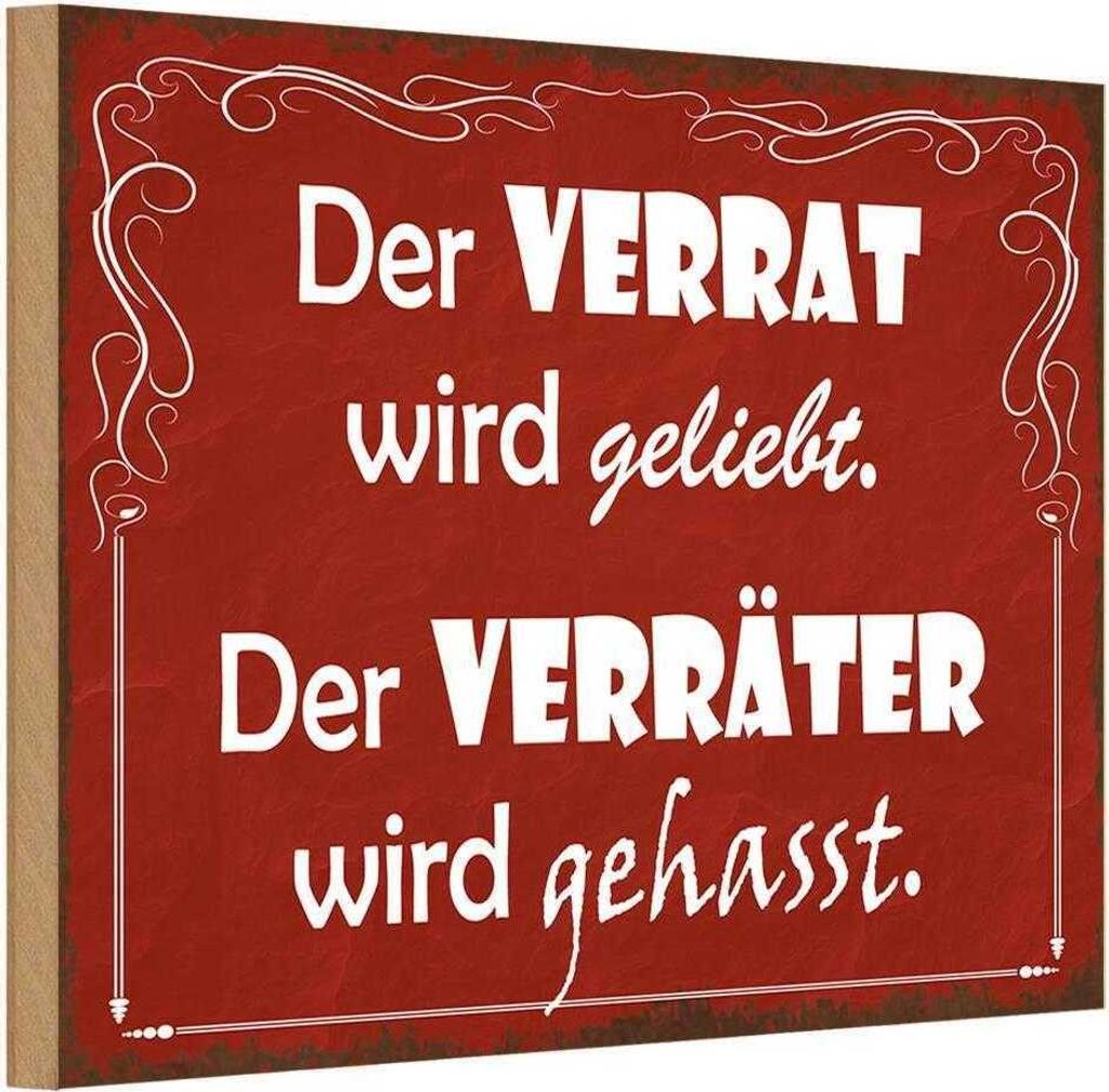 vianmo Holzschild 12x18 cm Verrat geliebt Verräter gehasst Spruch Zitat