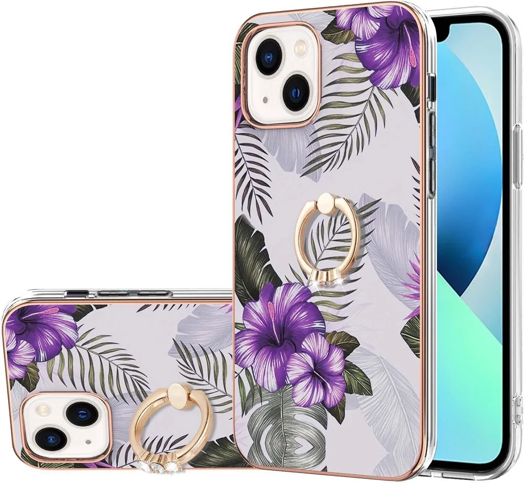Cover iPhone 13 Mini per Famiglie | Custodia Viola con Anello Sicuro