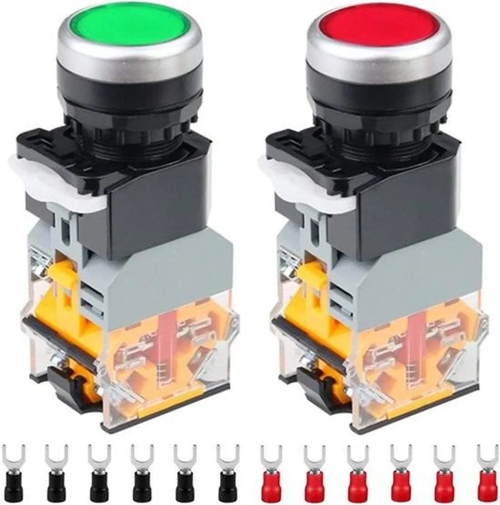 Bouton-poussoir LA38-11DN 22mm 10A 220V avec indicateur LED rouge et vert