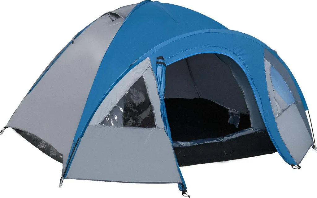 Tente camping 5 personnes pour vacances en famille séjour nature bleu