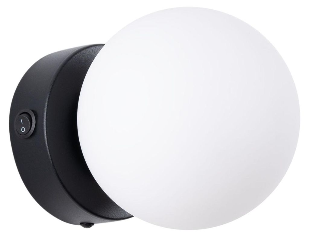 Wandlampe Metall Glas G9 mit Schalter Schwarz Weiß Kugelschirm Modern