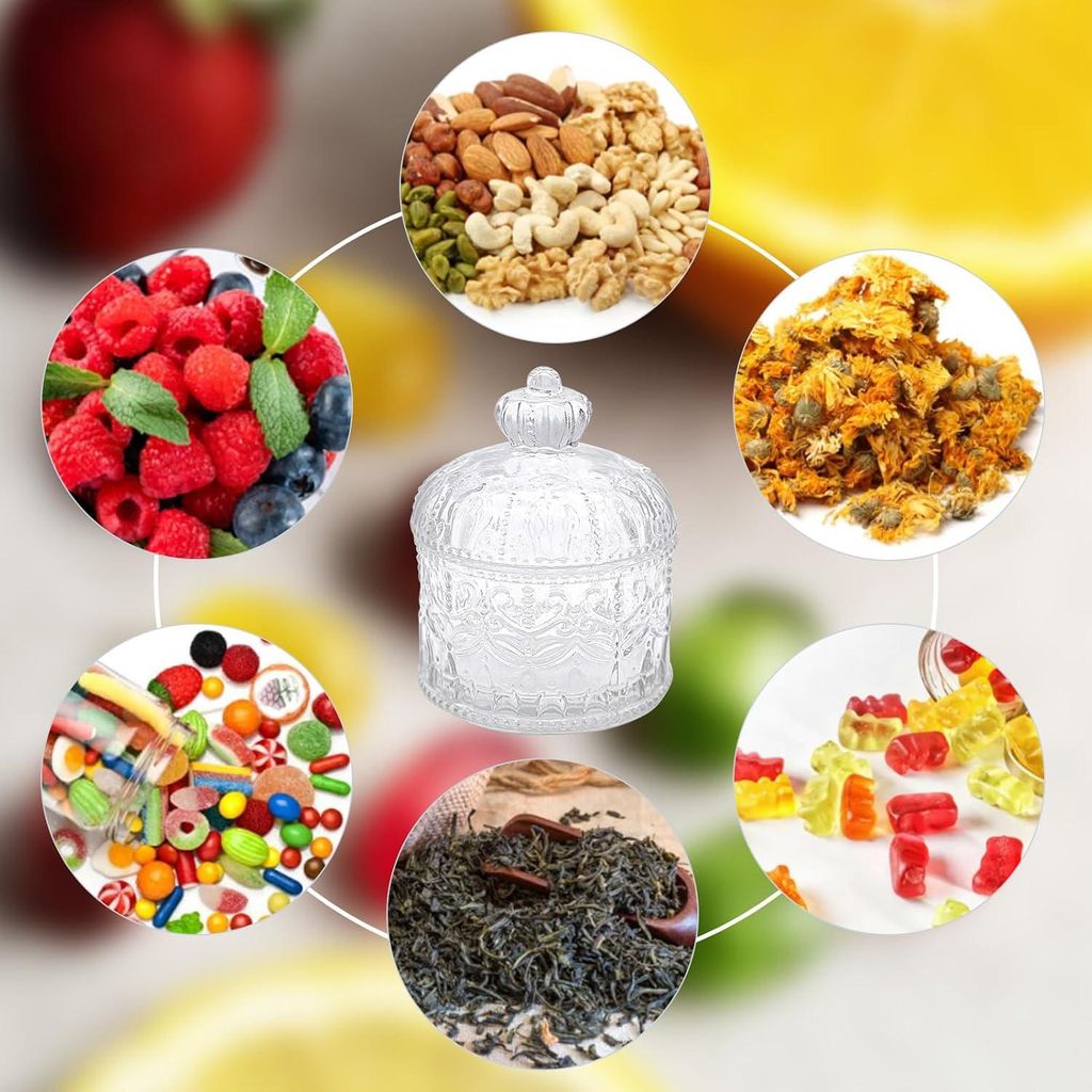 Süße Gläser mit Deckel - Transparente Glas Vorratsbehälter für Tee und Kaffee - Set von 2