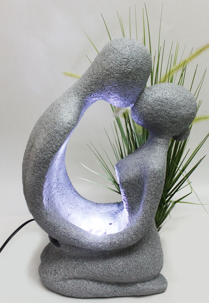 Moderner Springbrunnen BK701 Zimmerbrunnen Gartenbrunnen mit Beleuchtung Granit Optik Skulptur