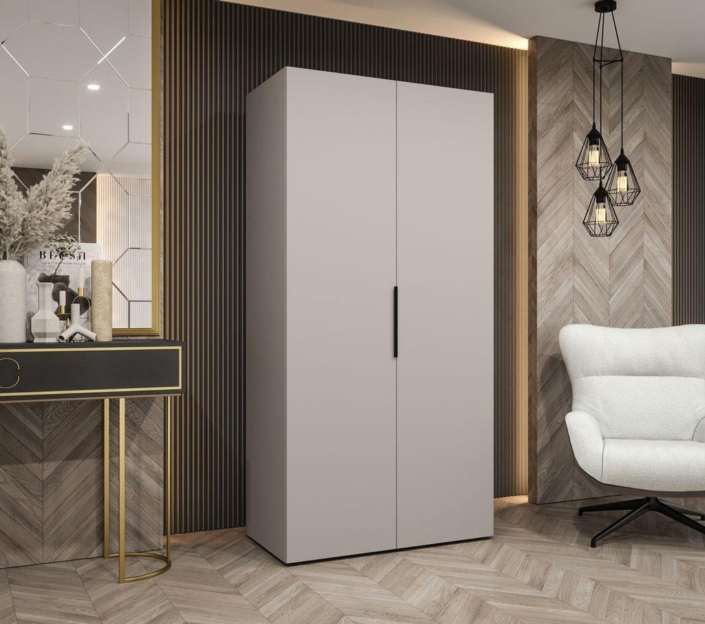 Kleiderschrank 100 cm TUANA - Kaschmir / Schwarz