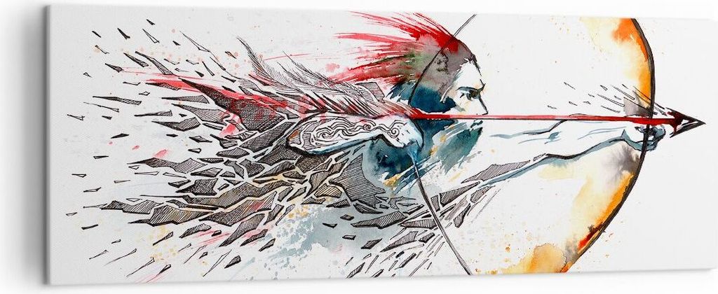 Bild auf Leinwand - Leinwandbild - Bogen Pfeil Ziel Genauigkeit - 140x50cm - Wand Bild - Wanddeko - Leinwanddruck - Bilder - Kunstdruck - Wanddekor...