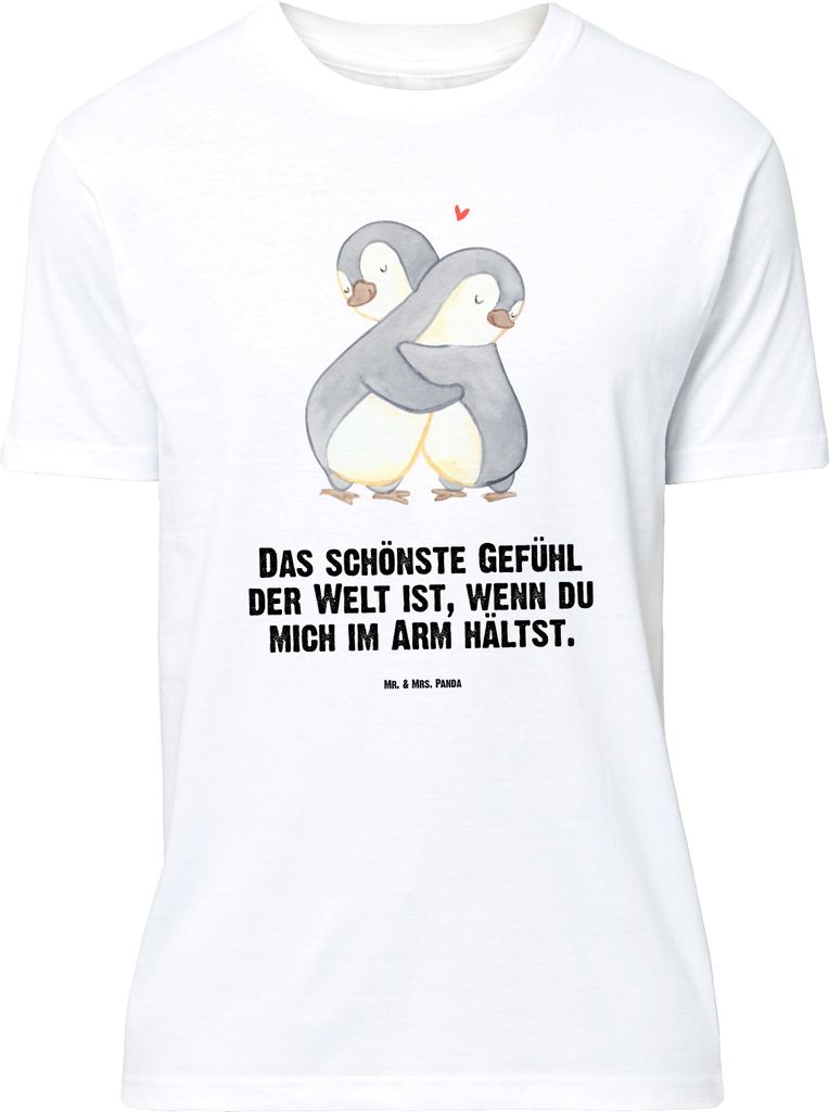 Mr. & Mrs. Panda Größe L T-Shirt Pinguine Kuscheln - Weiß - Geschenk, Mitbringsel, Shirt, Hochzeitstag, Freundin, Tshirt, Valentinstag, für Fra...