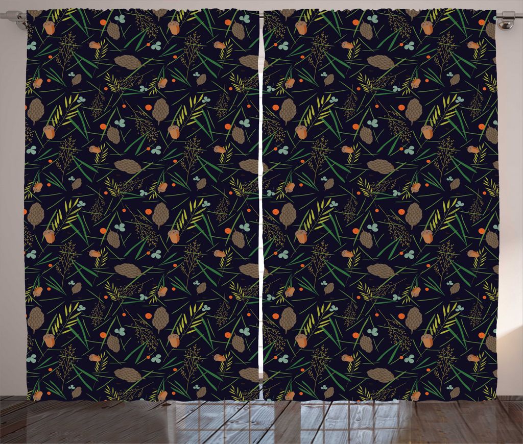 ABAKUHAUS Pine Cone Rustikaler Gardine, Botanischer Waldtannenblatt, Schlafzimmer Kräuselband Vorhang mit Schlaufen und Haken, 280 x 225 cm, Mehrf...