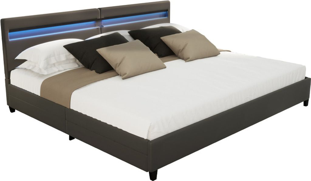 HOME DELUXE - Lit LED NUBE - Gris foncé, 200 x 200 cm - Image du produit 