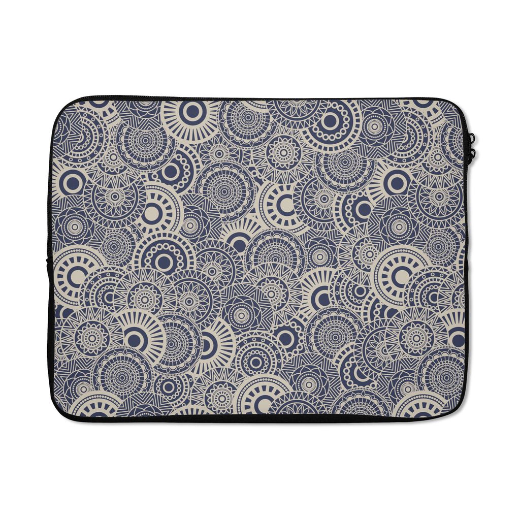 MuchoWow Laptop Hülle 15 Zoll Mandala - Blau - Muster Laptoptasche - Laptoptasche - Sleeve - Rundum-Schutz