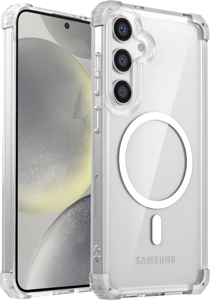 Custodia magnetica per Samsung Galaxy S25+ compatibile con MagSafe, antiurto, protezione militare custodia trasparente Clear