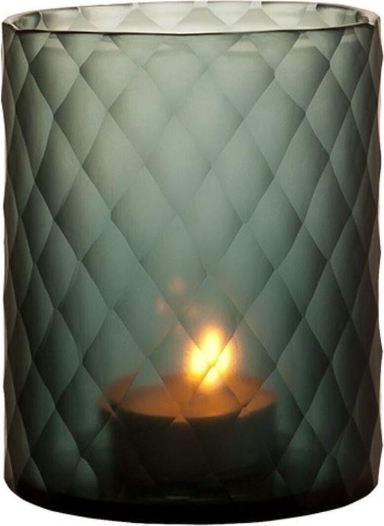 Casa Padrino Glas Teelichthalter / Windlicht Saphirfarben Ø 13 x H. 16 cm - Luxus Teelichthalter mit Diamantenschliff