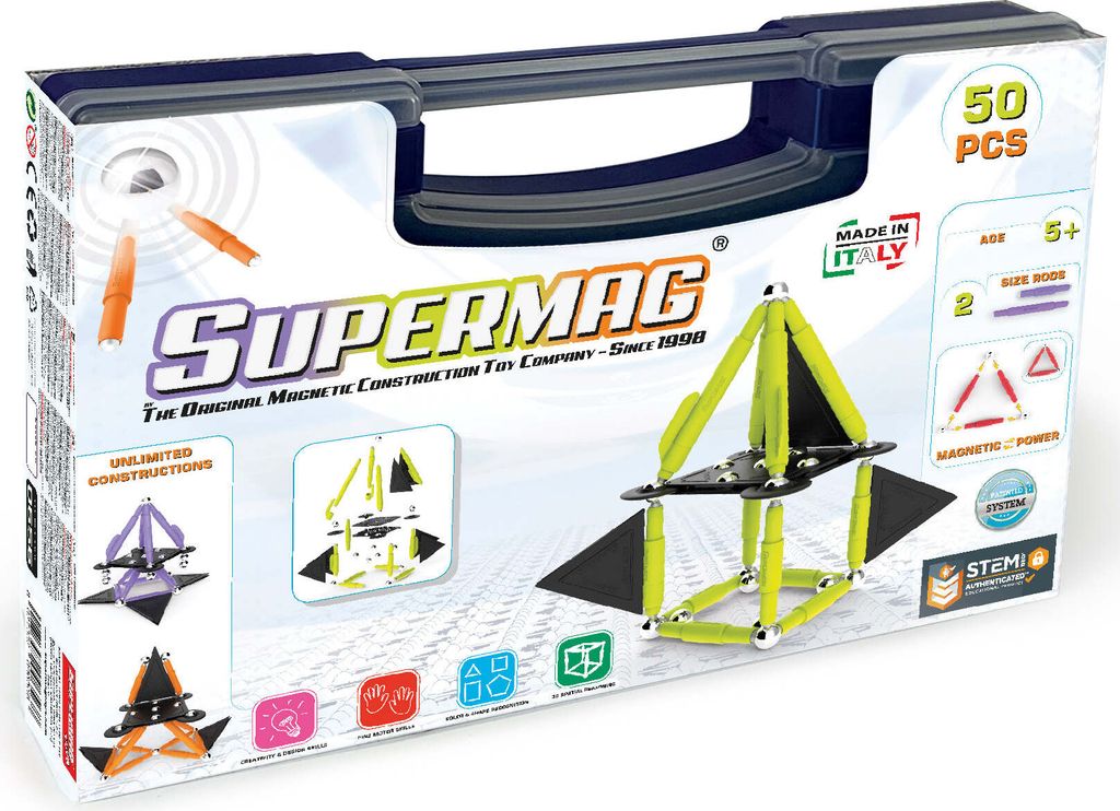 Supermag Projects Technicolor Magnetbaukasten, 50 Teile