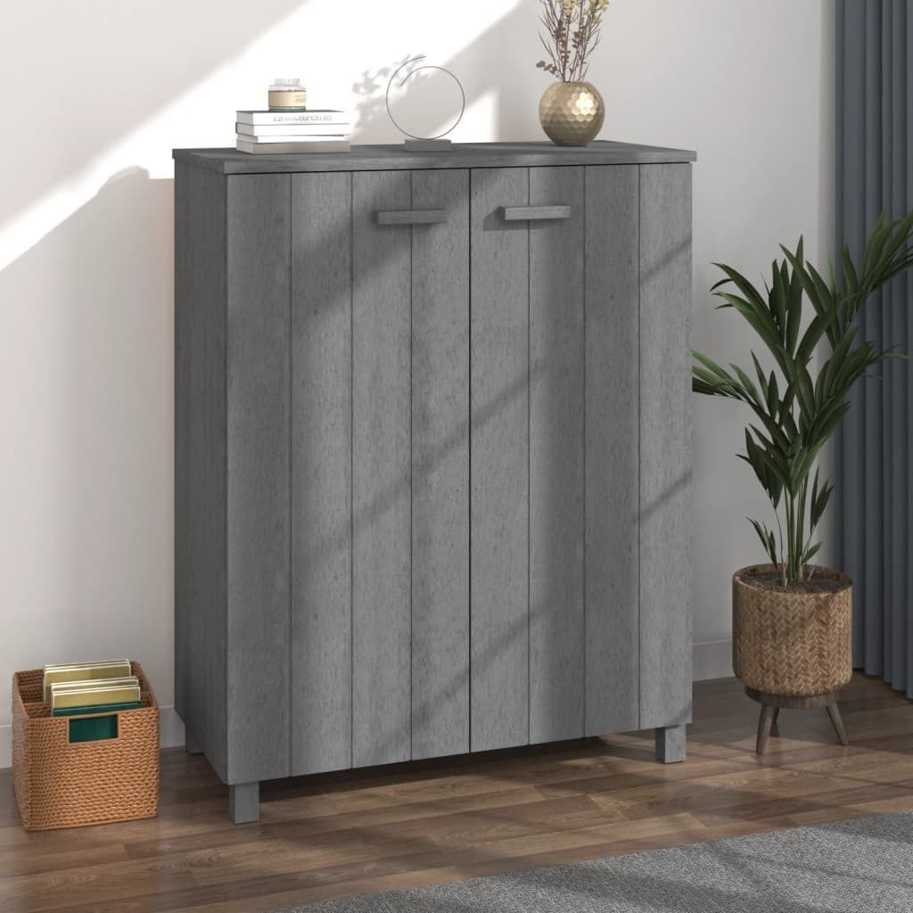 vidaXL Schuhschrank HAMAR Dunkelgrau 85x40x108 cm Massivholz Kiefer - Schuhschrank - Schuhschränke - Schuhaufbewahrung - Schuhschrank Holz