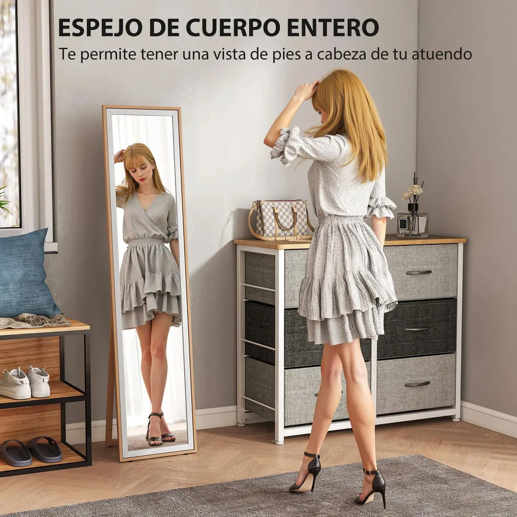 Miroir intégral pose libre idéal pour dressing et essayages de vêtements