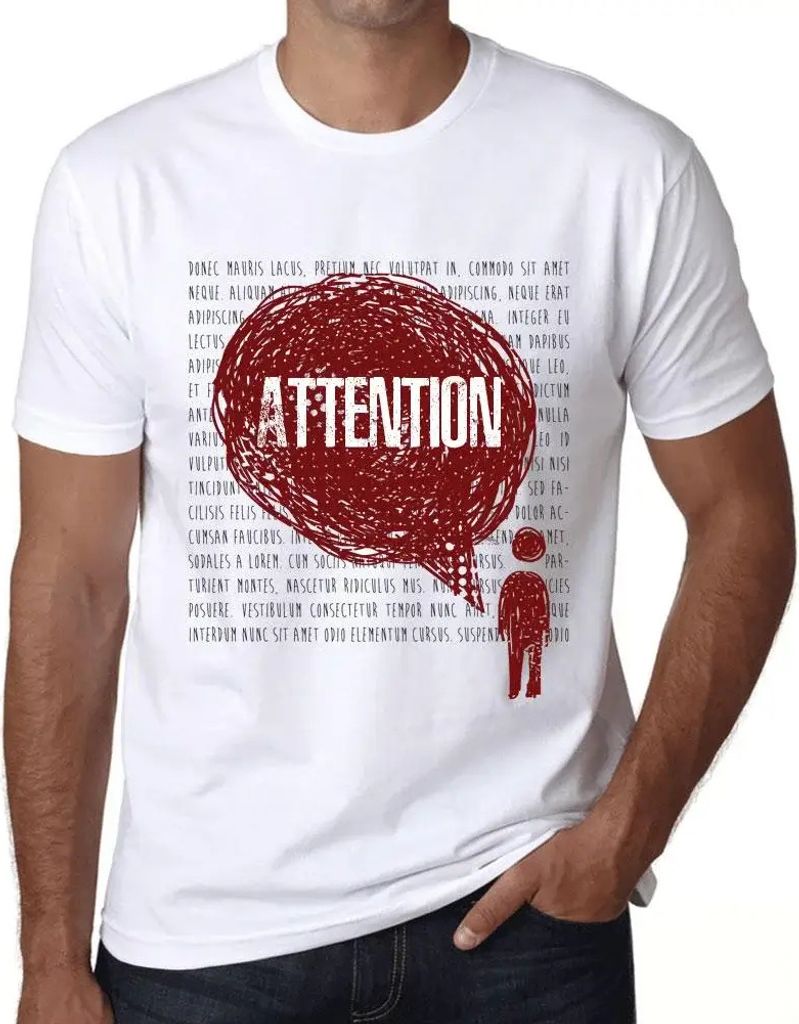 Herren Grafik T-Shirt Gedanken Aufmerksamkeit – Thoughts Attention – Öko-Verantwortlich Vintage Jahrgang Kurzarm Lustige Druck Geburtstag Gesc...