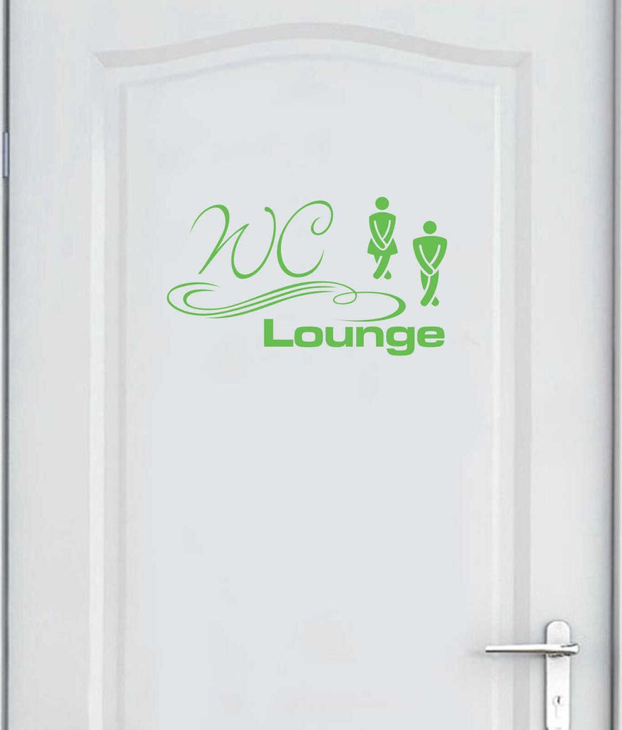 Wandtattoo - Wandaufkleber - Tür- Wandtattoo "WC Lounge" - 50cm x 28cm lindgrün - Dekoration Küche Wohnzimmer Wand