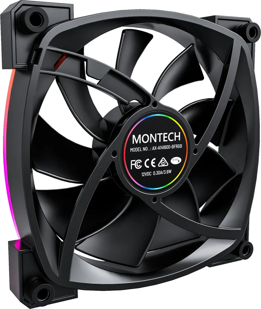 Montech AX140 PWM ventola nera per PC - 2