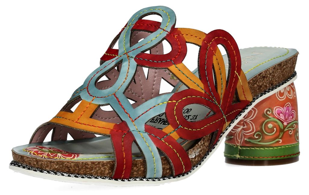 Laura Vita Damen Pantolette Hochfront und Blockabsatz Framboiseo 32, Größe:40 EU, Farbe:Blau
