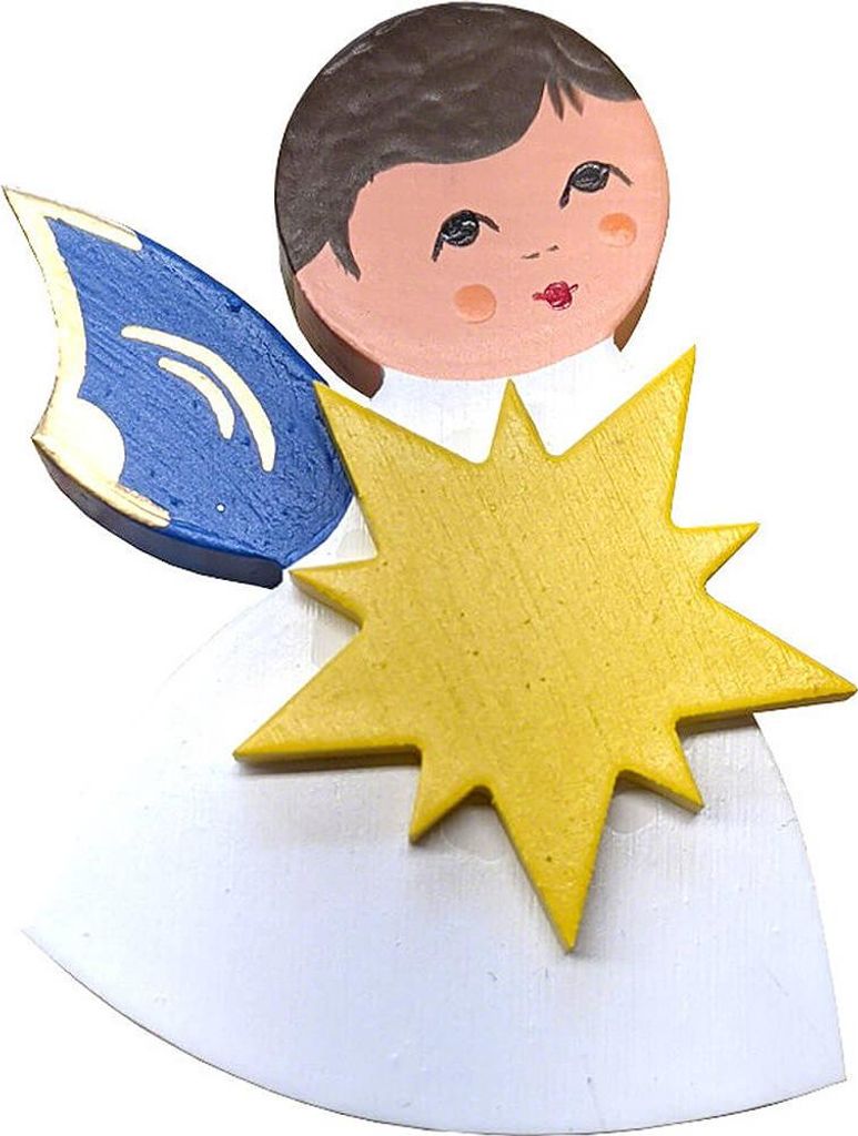 Magnetpin Engel mit Stern - Blaue Flügel (7,5cm) von Kunstgewerbe Uhlig