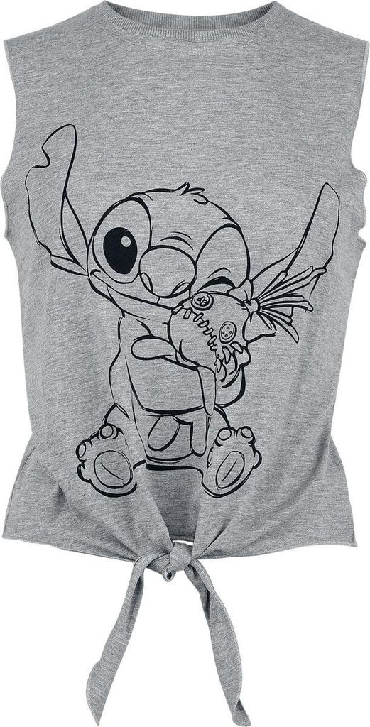 Lilo & Stitch Top Damen Cuddling grau meliert XXL