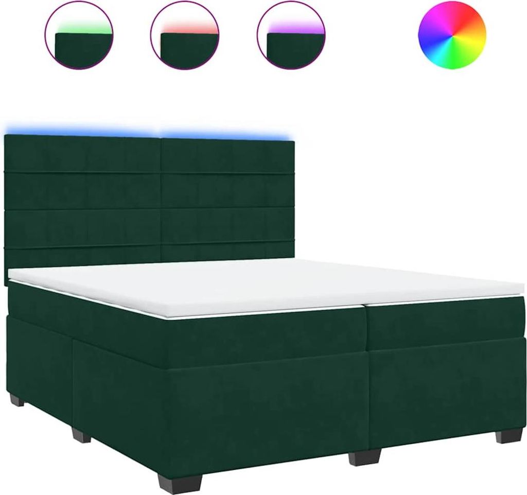 vidaXL Boxspringbett mit Matratze Dunkelgrün 200x200 cm Samt