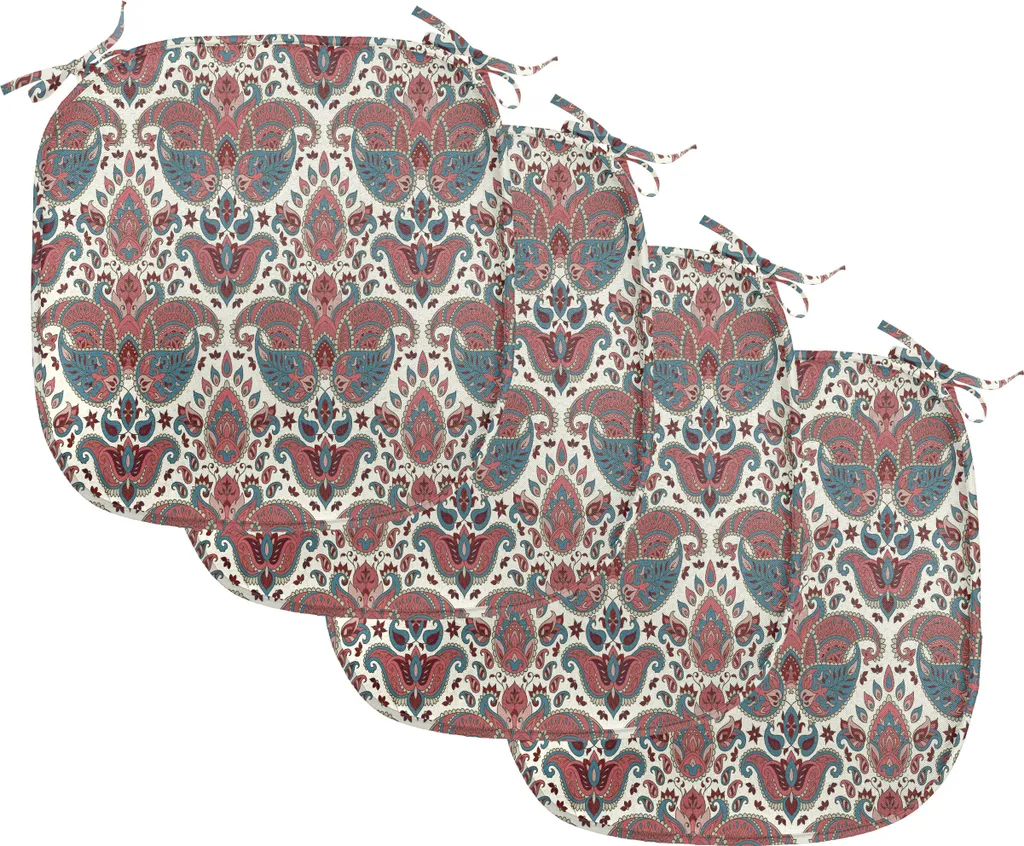 Housses de Siège Imperméables à Sangles 40x40 cm Paisley Rose Lot de 4