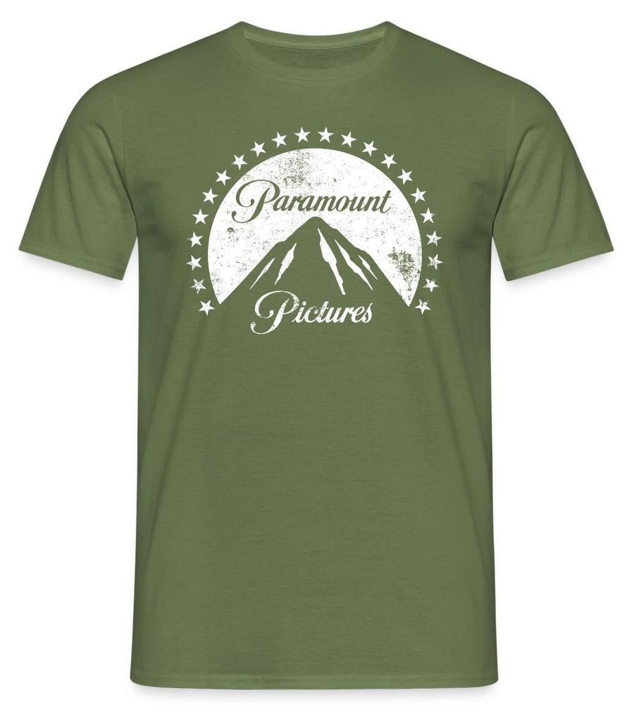 Spreadshirt Paramount Pictures Weißes Logo Im Vintage-Stil Männer T-Shirt, 3XL, Militärgrün