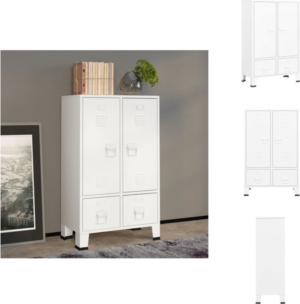 vidaXL Kleiderschrank Industrie-Stil Weiß 67x35x107 cm Stahl - Kleiderschränke