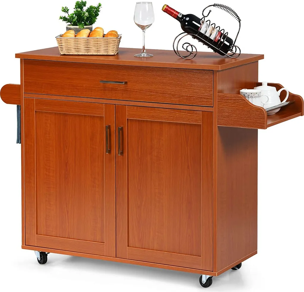 Carrello Portavivande COSTWAY Marrone - Isola Cucina Salvaspazio