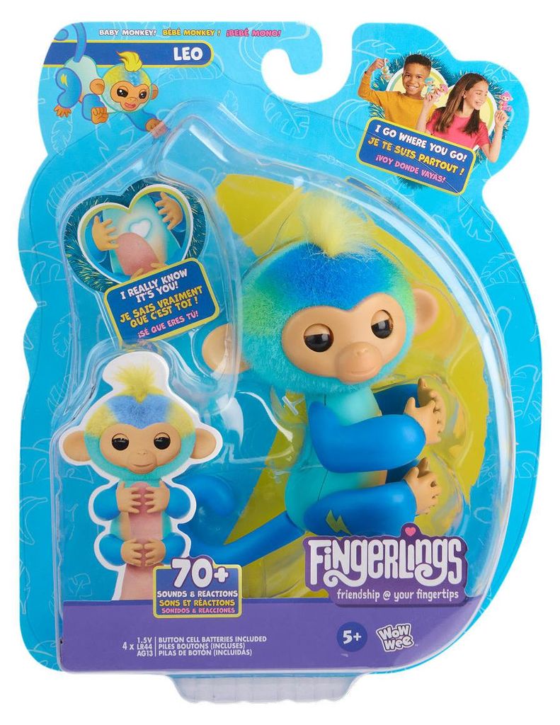 Fingerlings interaktives Äffchen Leo blau - Spielzeugaffe mit Geräuschen