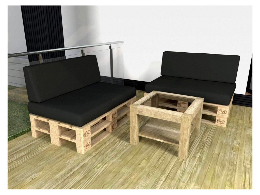 Wasserabweisendes Palettenkissen mit abnehmbarem Bezug, Seitenkissen 60x40, Anthrazit