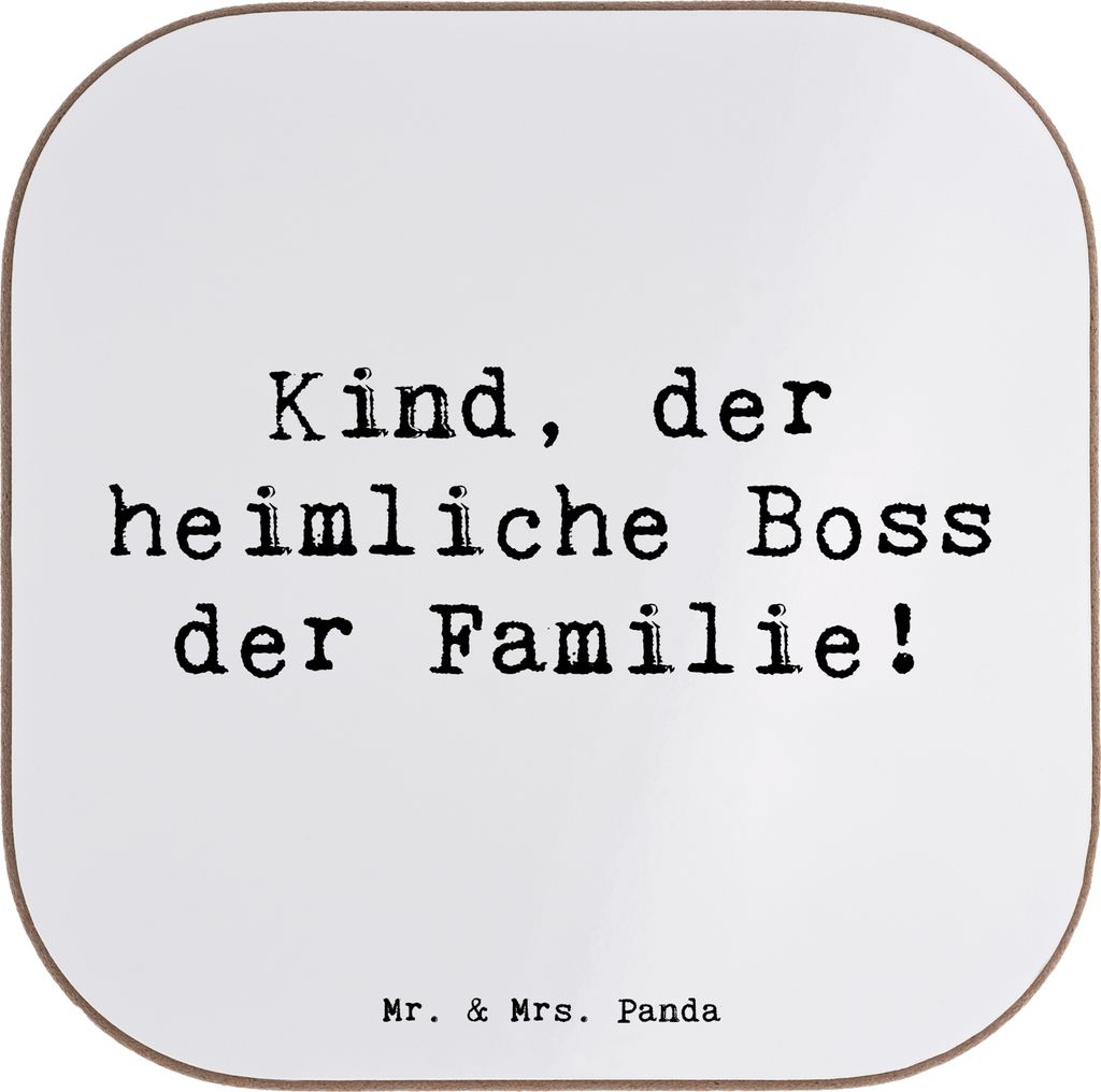Mr. & Mrs. Panda Tischschoner Spruch Kind Heimliche Führungskraft - Weiß - Geschenk, Tassenuntersetzer, Kreativität, Familie, Untersetzer für G...