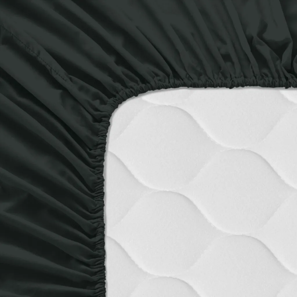 Drap-housse 200x200 bonnet 32 cm HappyFriday BASIC Noir grand format - 4