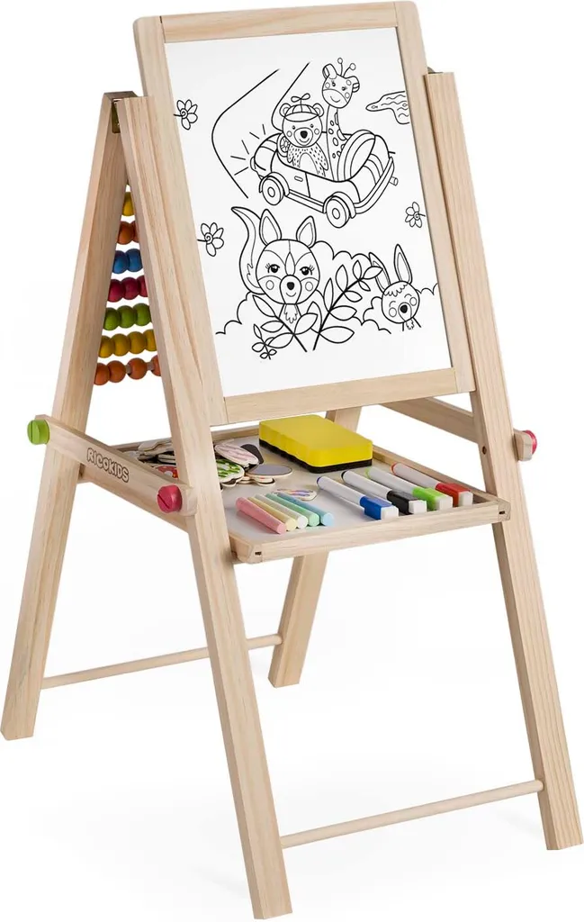 Tableau magnétique pliant 2-en-1 avec ardoise et surface magnétique