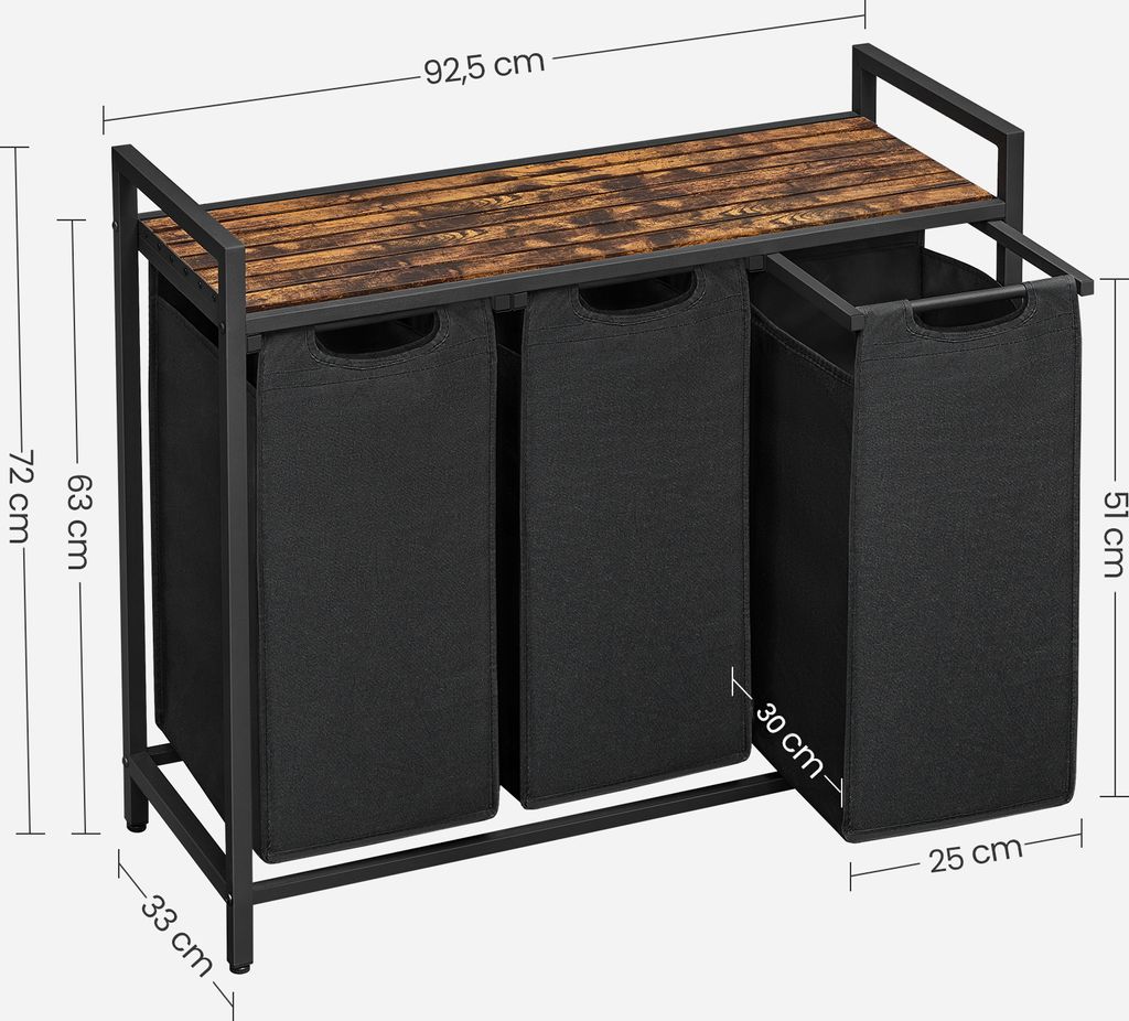 Koš na prádlo 3 komory s deskou 92,5 cm LOFT Obrázek produktu 7