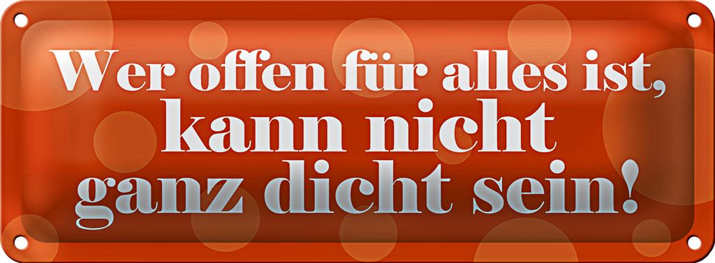 Blechschild Spruch 27x10cm wer offen für alles nicht dicht Dekoration
