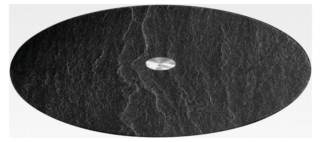 Leonardo Drehbare Tortenplatte, Kuchen-Teller mit Fuß, Glasplatte für Gebäck, schwarze Schieferoptik, Ø 32,5 cm