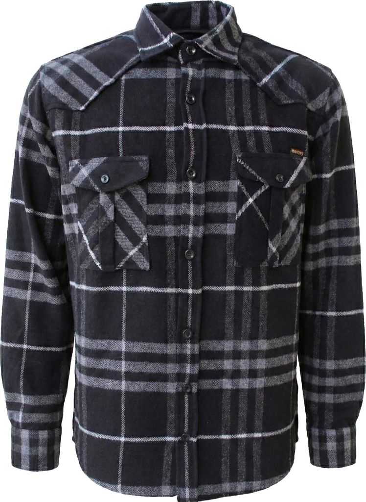 ROCK-IT Apparel Herren Flanellhemd Langarm Karo, regular Fit X-Large Schwarz/Grau kariert