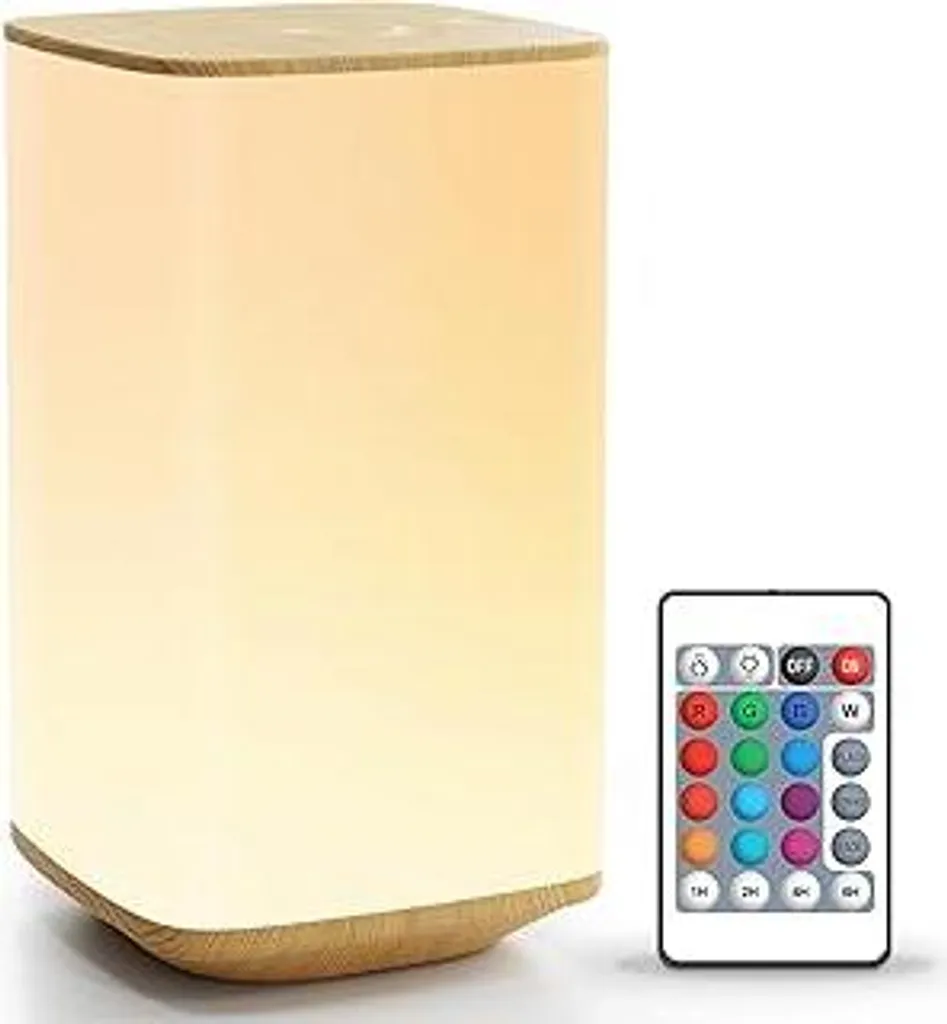 Auxmir Luce notturna Lampada da comodino Touch Dimmerabile, 4000mAh Ricaricabile LED Lampada da tavolo senza fili con 256 colori RGB 4 modalità, Luce fissa Bambino con telecomando e funzione timer, Lampada decorativa per camera da letto