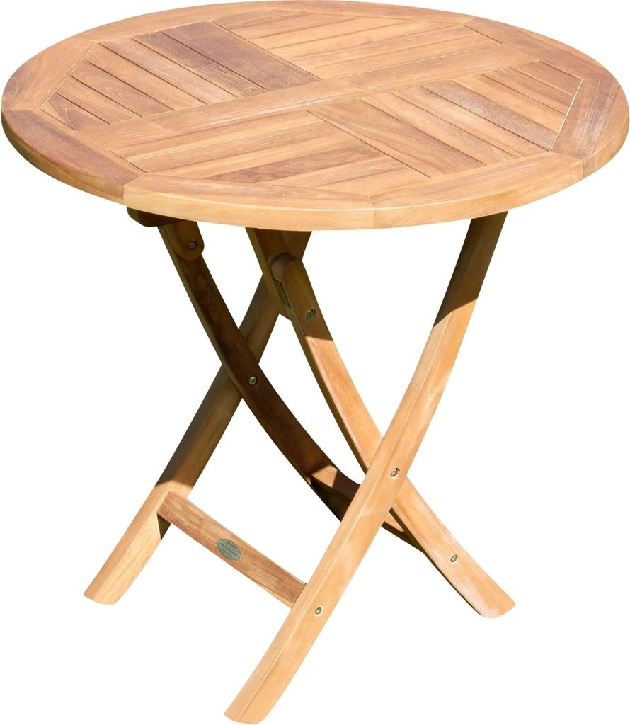 AS-S TEAK runder Klapptisch Gartentisch Holztisch Garten Tisch rund 80cm JAV-COAMO Teakholz
