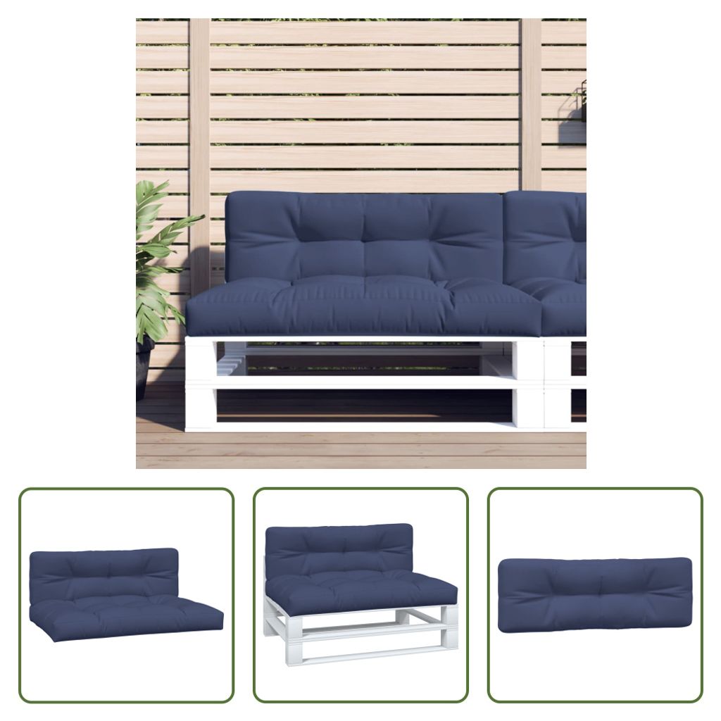 The Living Store Palettenkissen 2 Stk. Marineblau Stoff
