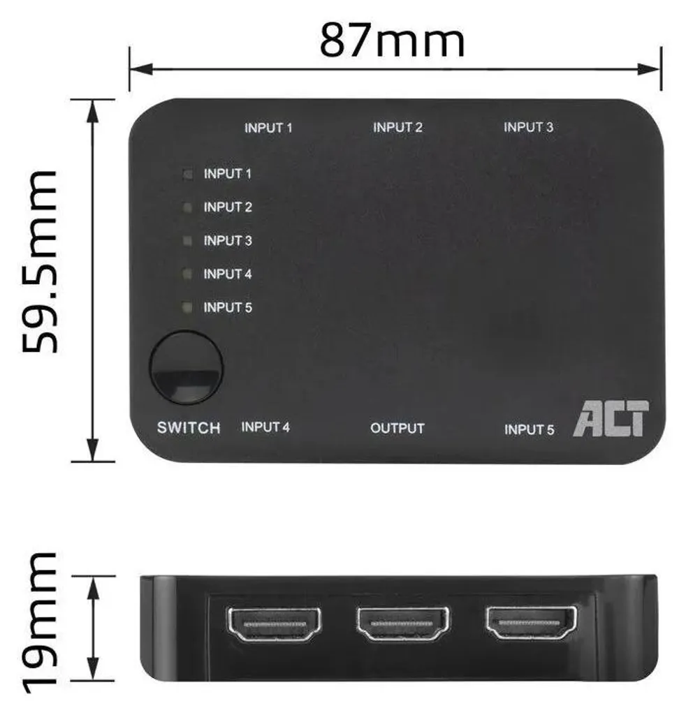 ACT AC7841 Câble HDMI 4K 18 Gbit/s noir - Compatible HDR 2160p