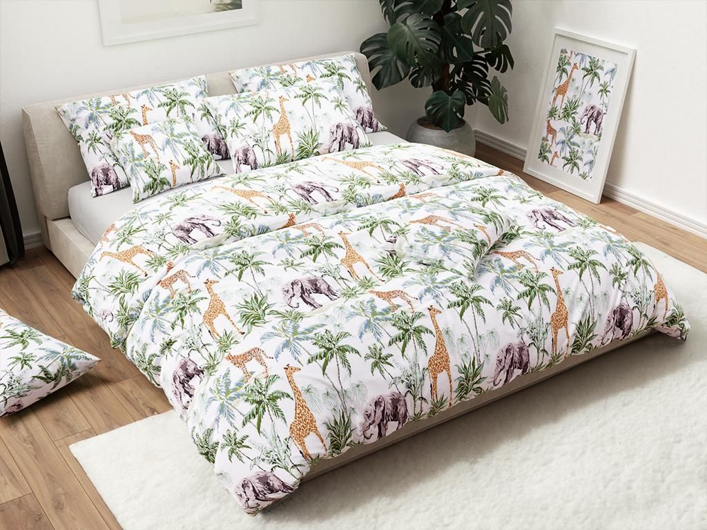 Pościel bawełniana AFRICA biała Rozmiar pościeli: 70 x 90 Zdjęcie produktu 